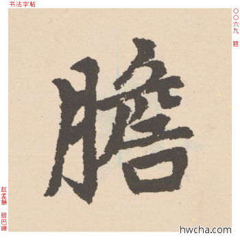 胆行书怎么写好看 胆行书写法 胆巴碑 赵孟頫·元